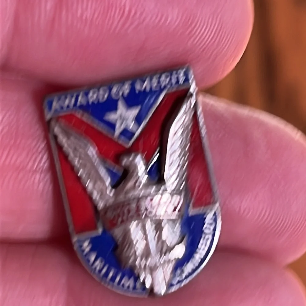 Sterling WWII AWARD OF MERIT MARITIME COMMISSION SHIPS FOR VICTORY Utica NY pin